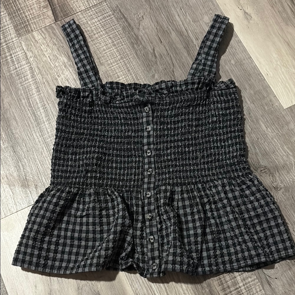Forever 21 Black and Gray Plaid Tank Top